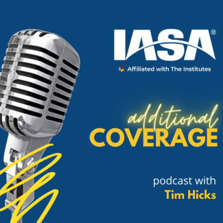 IASA's Additional Coverage Podcast cover art: A blue background with an old-fashioned microphone