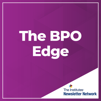 Purple Square with "The BPO Edge" written in white
